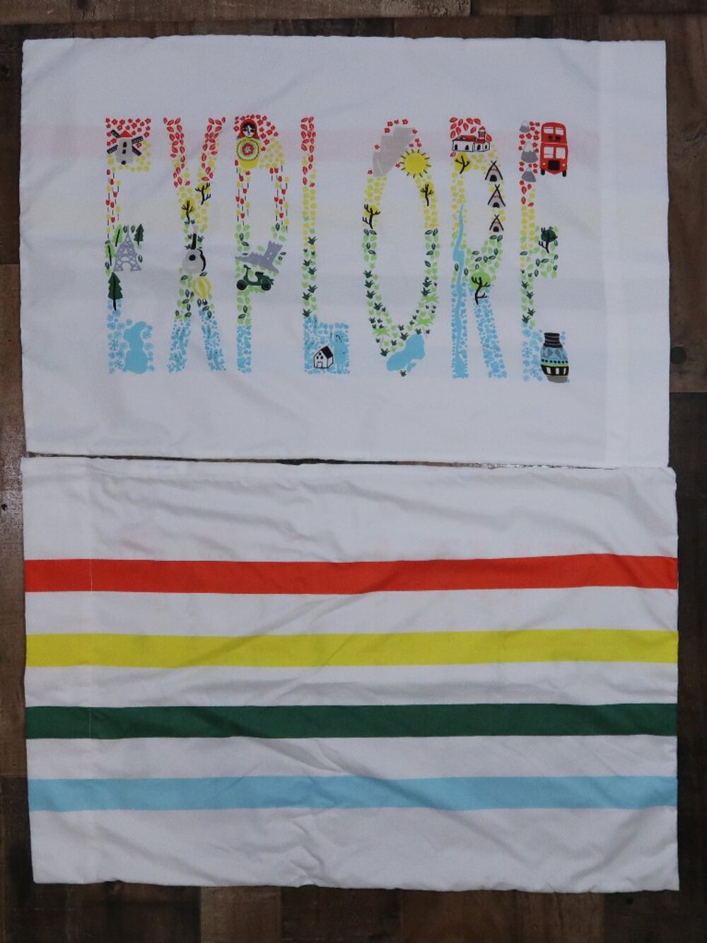 Pair of Pillow Cases "Explore" Stripe Novelty Where The Polka Dots Roam